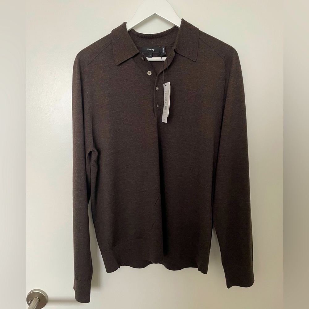 Men’s Theory 100% Wool long sleeve polo